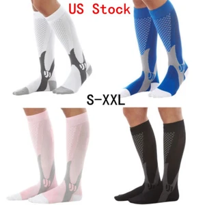 Mens Compression Socks 20-30 mmhg Sports Knee High for Running Fitness Winter US - Picture 1 of 24