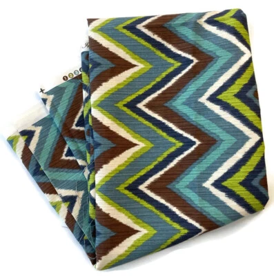 Bryant Industries Bryantguard Outdoor Fabric Blue Brown Green Chevron Stripe NEW - Image 1 of 4