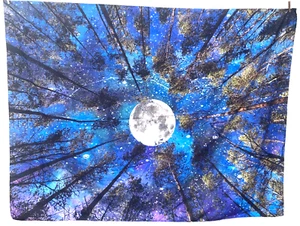 tapestry forest tree moon wall hanging starry night - Picture 1 of 2