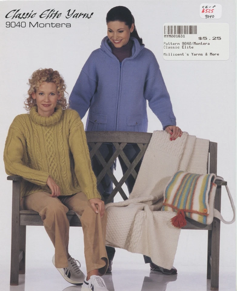 Classic Elite Yarns CEY Knittng Pattern 9040 Montera Sweater Jacket Afghan Bag - Image 1 of 1