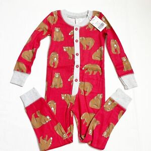 NEW Mini Boden Red Bear Footless Pajamas size 3