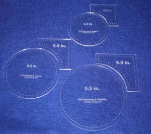 6 Piece Set Quilt Templates 1/8" Half Sizes- Acrylic - Circle within Square Set - Picture 1 of 2