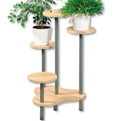 Blumenständer Dekoständer Blumenregal 4 Pflanzen Dekoration Ständer Eichendekor - Bild 1 von 2
