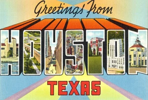 Greetings From Houston, Texas - 1930's - Vintage Postcard Poster - Picture 1 of 1