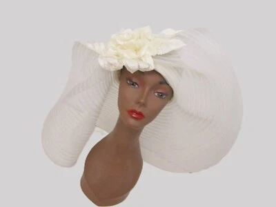 Huge Louise Green Sheer White Hat Silk Floral Wedding Bridal Church - Image 1 of 4