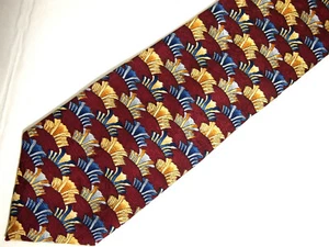 J. Garcia Mens Necktie Tie Burgundy Red Blue Gold Abstract Art to Wear 57" Caree - Picture 1 of 4