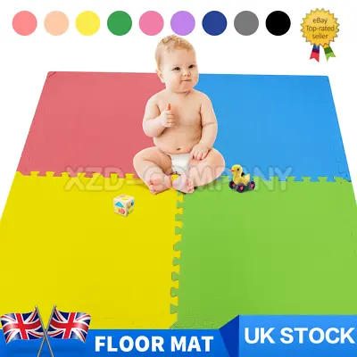 Large Eva Foam Mat Soft Floor Tiles Interlocking Play Kids Baby Mats Gym 60x60cm • 84.99£