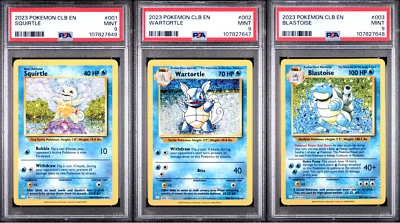 PSA 9 Squirtle, Wartortle, Blastois Pokemon Classic CLB sequential 001, 002, 003 - Image 1 of 2