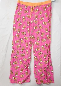 It's Happy Bunny Pink Orange Pajama Lounge Pants NEW NOS JUNIORS Women's LARGE - Picture 1 of 8