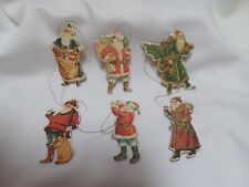 1977 Vintage Merrimack Santa Die Cut Christmas Ornaments Victorian Lot Of 6 EC