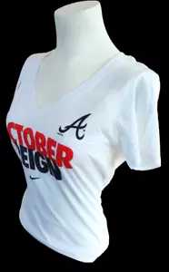 Nike Women's Atlanta Braves October Reign White Slim Fit Shirt Size Medium - Picture 1 of 3