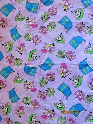 Edredón de coser de algodón rosa Fairly Odd Parents 2003 tela artesanal Cosmo Wanda VIACOM Foto 1 de 4