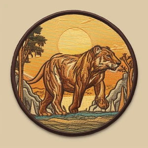 Homotherium Patch Iron-on Applique Extinct Prehistoric Wild Animal Badge - Picture 1 of 12