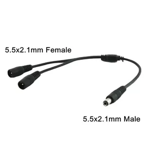 DC Power 1 Male Plug To 2 Female Jack Cable Splitter 5.5x 2.1mm Adapter For CCTV - Picture 1 of 7