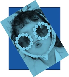 Kids/Girls Round Flower Sunglasses Cute UV 400 Protection Blue (1 Item) - Picture 1 of 3