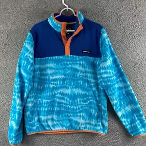 Lands End Tie Dye Fleece Jacket Mens Medium Blue Outdoor Athletic Camping Hiking - Picture 1 of 11