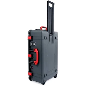 Charcoal & Red Pelican 1595 Air case No Foam.  With wheels. - Photo 1 sur 3