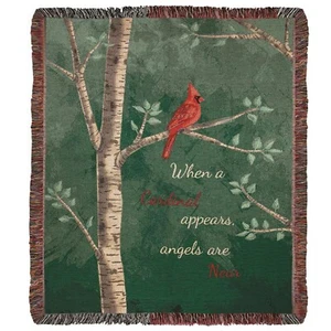 When A Cardinal Appears, Angels are Near Tapestry Throw Blanket 50" x 60" NWT - Picture 1 of 1