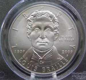 2009 "P" Commemorative *Louis BRAILLE* Silver UNC BU Dollar $1 PCGS MS69 #537 - Picture 1 of 5