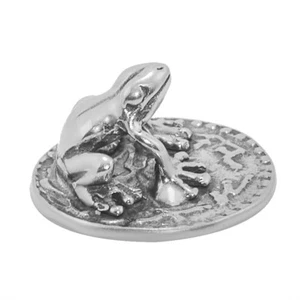 "Amuleto de riqueza billetera rana en una moneda plata 925 pequeño bolso rana dinero 0,5" - Imagen 1 de 3