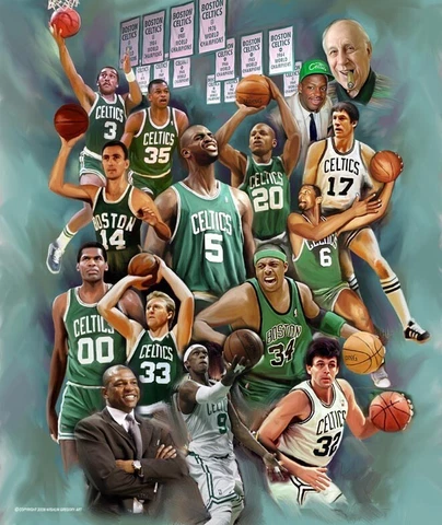 BOSTON CELTICS LEGENDS 15 All-Time Greats 20x24 Art POSTER Print 1950s-2000s Cover