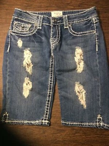 LA Idol Size 5 Denim Shorts Medium Wash Waist 30 Inseam 11 - Picture 1 of 4