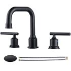 Wowow Two Handles Widespread 8 Inch Bathroom Faucet Black 3 Pieces Basin Fauc...