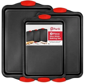 Non-Stick 3-Piece Baking Pan Set BPA-Free Carbon Steel Bakeware Set with Sili... - Picture 1 of 7