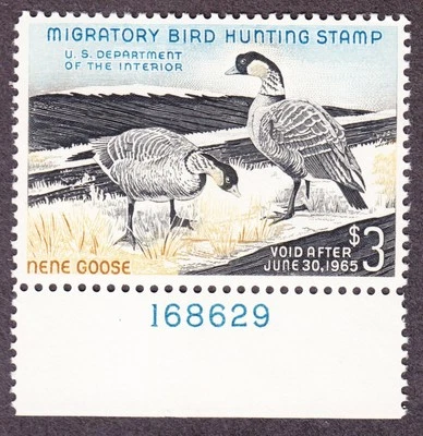 US RW31 $3 Duck Hunting Mint Plt #168629 Single XF OG NH SCV $100 - Image 1 of 2