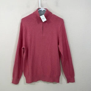 New J. Crew Mens Size  M Cotton 1/4 Zip  Mock Neck Sweater Pink $98 NWT - Picture 1 of 8