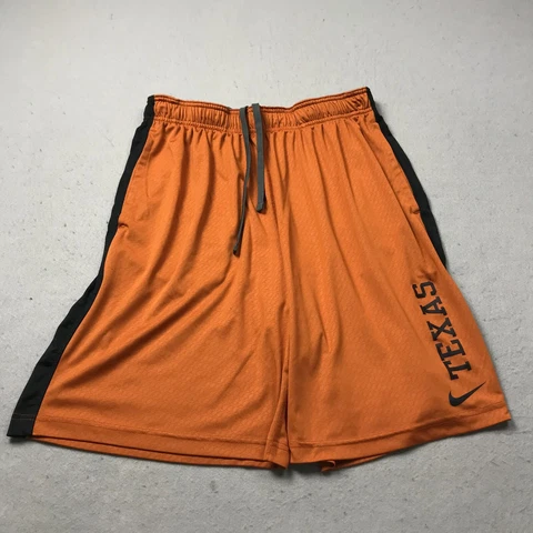 Texas Longhorns Shorts Mens Large Orange Nike Dri Fit Drawstring NCAA Logo Gym Cover