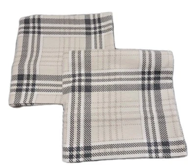 Juego de 2 fundas de almohada de franela a cuadros tostadas y negras.  20 X 37 King Foto 1 de 4