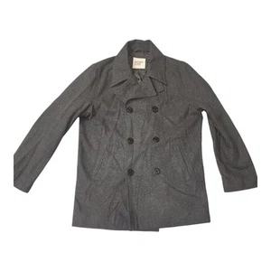 Old Navy Wool Blend Pea Coat Peacoat Double Breasted Grey Men's Size Large - Picture 1 of 8