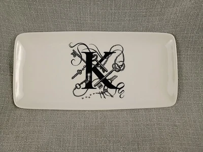 Williams-Sonoma Rory Dobner Keyhole Chaos Monogram K Tray White 13” X 6” - Image 1 of 4