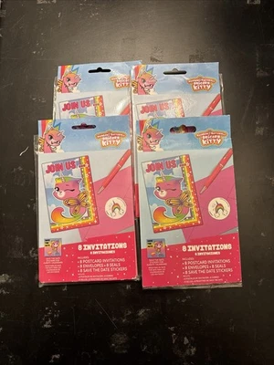 Lot Of 4 8Ct Rainbow Butterfly Unicorn Kitty Party Postcard Invitations - Image 1 of 3