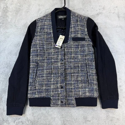Members Only Women's Tweed Varsity Jacket Blue Navy Wool Blend NWT Size XS - Image 1 of 4