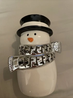Bath and Body Works White Ceramic Snowman Tea light Holder 7” Tall - Image 1 of 4