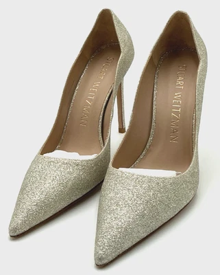 Stuart Weitzman 100 Scallop Women's Size 9 Platino Pump Shoes - Image 1 of 4