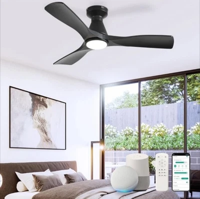Depuley 42/52” 3 Blade Ceiling Fan Model WS-FPZ186-18B-BK With Light - Image 1 of 4