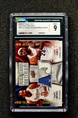 2009 UD Game Materials #DG-AJ LEBRON JAMES / ARENAS Game Used Jersey Patch CGC 9 - Image 1 of 2