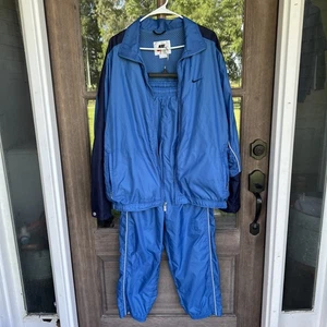 Vintage Nike Pocket Windbreaker Tracksuit Set. Size L zipper jacket & pants Blue - Picture 1 of 23