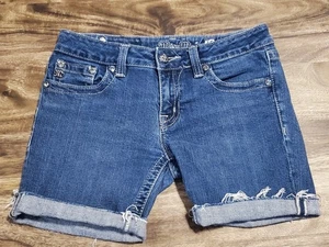 Miss Me Women's Size 30 Skinny Jean Shorts 5in Inseam Frayed Roll Up - Picture 1 of 7
