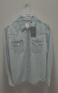 Camisa Levis Western Denim Perla Snap (NUEVA) Manga Larga Azul Para Hombre Grande Nueva con Etiquetas - Imagen 1 de 17