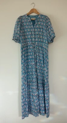 India Collection by Emerson Fry Floral Lucy Dress Maxi Women's Small Blue Pink - Image 1 of 4