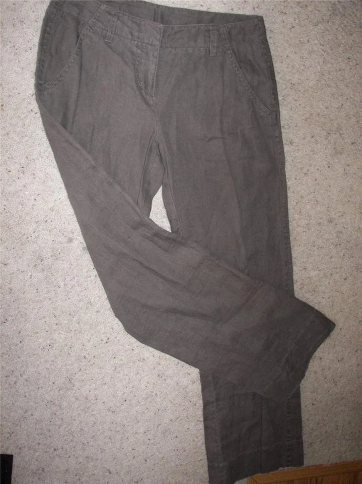Pantalones cabi caqui lino cremallera frontal 2 ganchos talla 8 estilo # 894 Foto 1 de 1