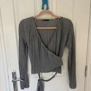 ZARA grey wrap top SIZE S - Picture 1 of 3