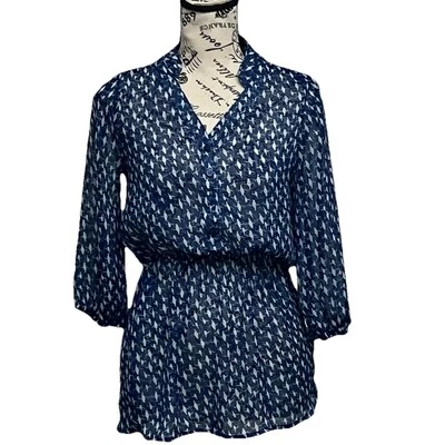 Vtg Y2k Retro Mossimo Sheer Dove Novelty Print Blouse Preppy Coastal Capsule XS - Image 1 of 4