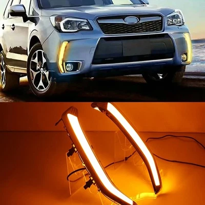 2Pcs Car DRL Turn Signal Lamp Fog Light LH RH Fit For Subaru Forester 2013-2018 - Image 1 of 4