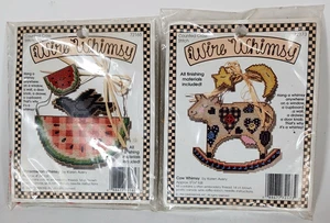 Lot of 2 Wire Whimsy Counted Cross-Stitch Kits Watermelon & Cow NEW Sealed - Picture 1 of 2