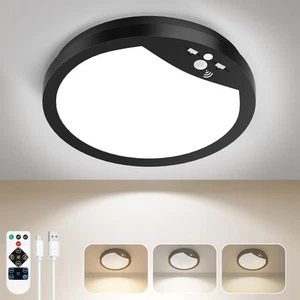 Lakumu 9" Rechargeable Motion Sensor Ceiling Light 9" (1-Pack), Black - Picture 1 of 7